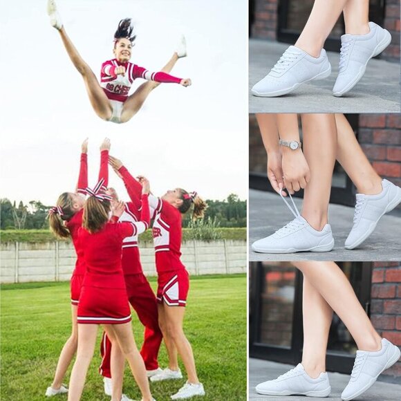 Cheerleading Shoes Synthetic Leather Rubber Sole Lightweight Sport Sneakers - Picture 6 of 7